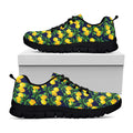 Tropical Lemon Pattern Print Black Running Shoes