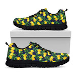 Tropical Lemon Pattern Print Black Sneakers