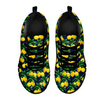 Tropical Lemon Pattern Print Black Sneakers