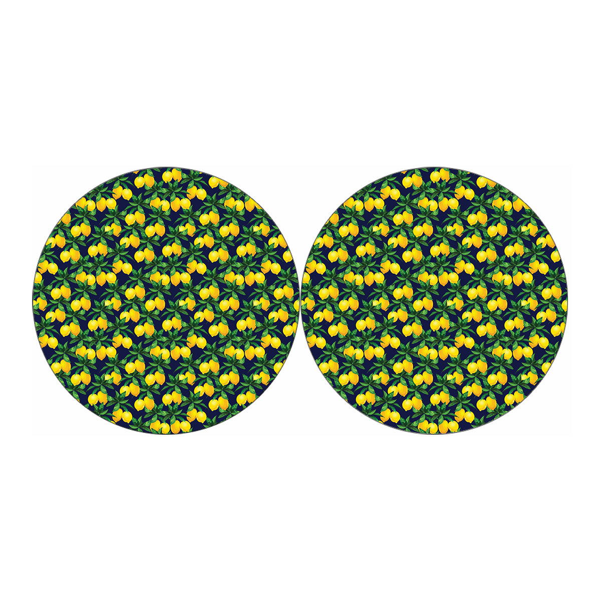 Tropical Lemon Pattern Print Car Coasters