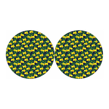 Tropical Lemon Pattern Print Car Coasters
