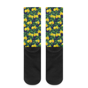 Tropical Lemon Pattern Print Crew Socks