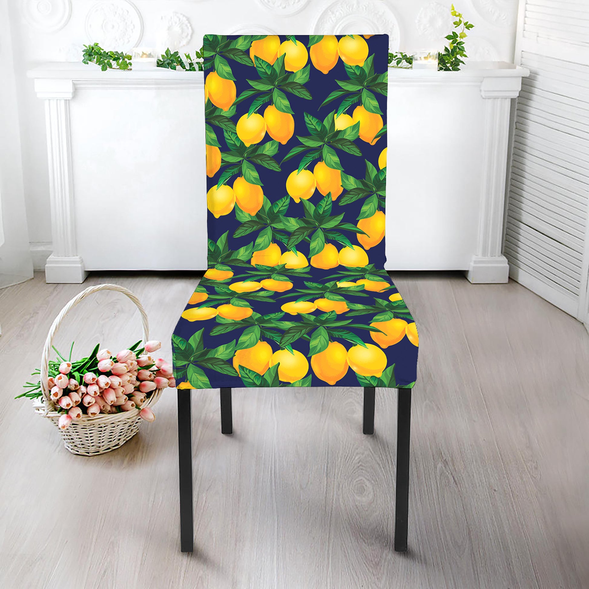 Tropical Lemon Pattern Print Dining Chair Slipcover