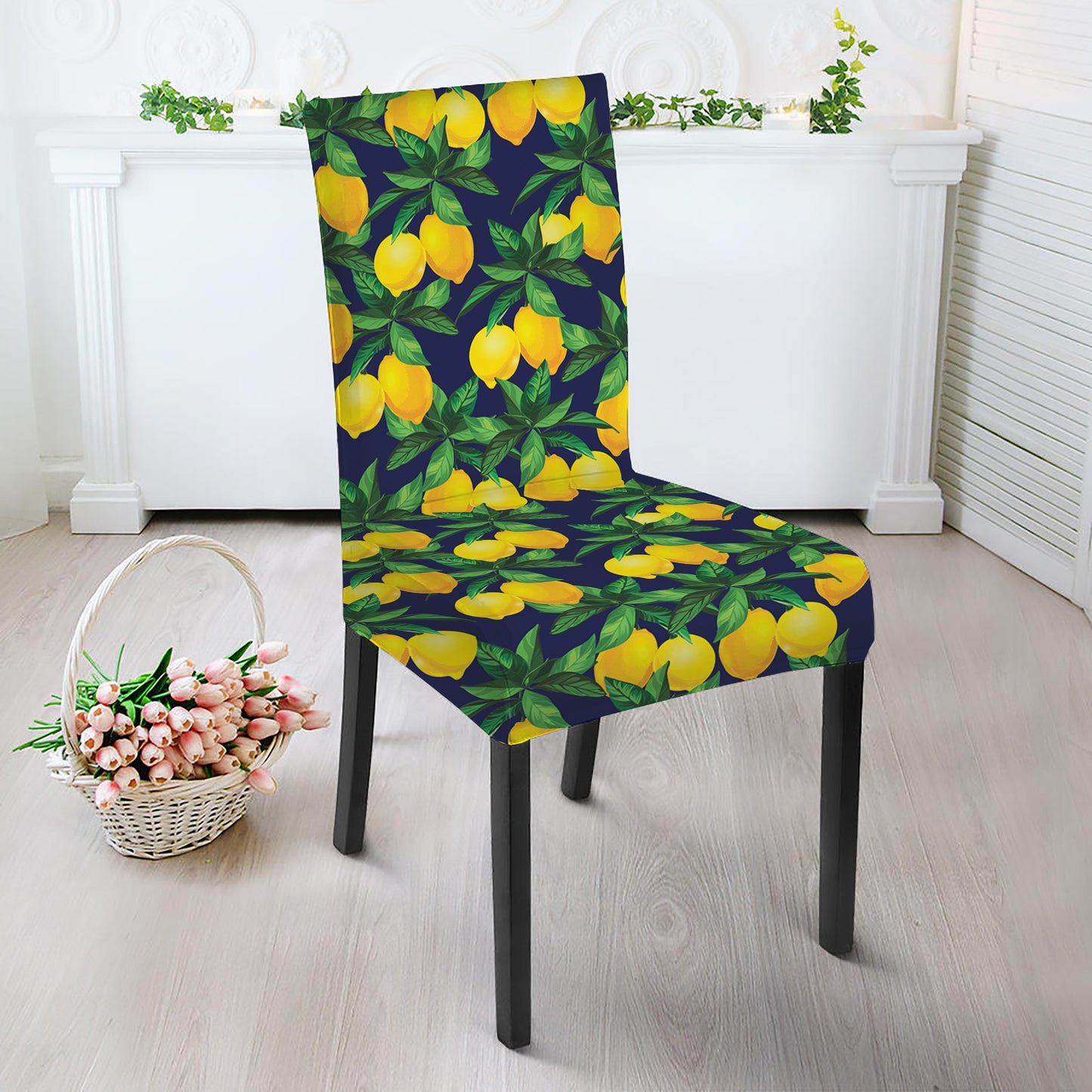 Tropical Lemon Pattern Print Dining Chair Slipcover