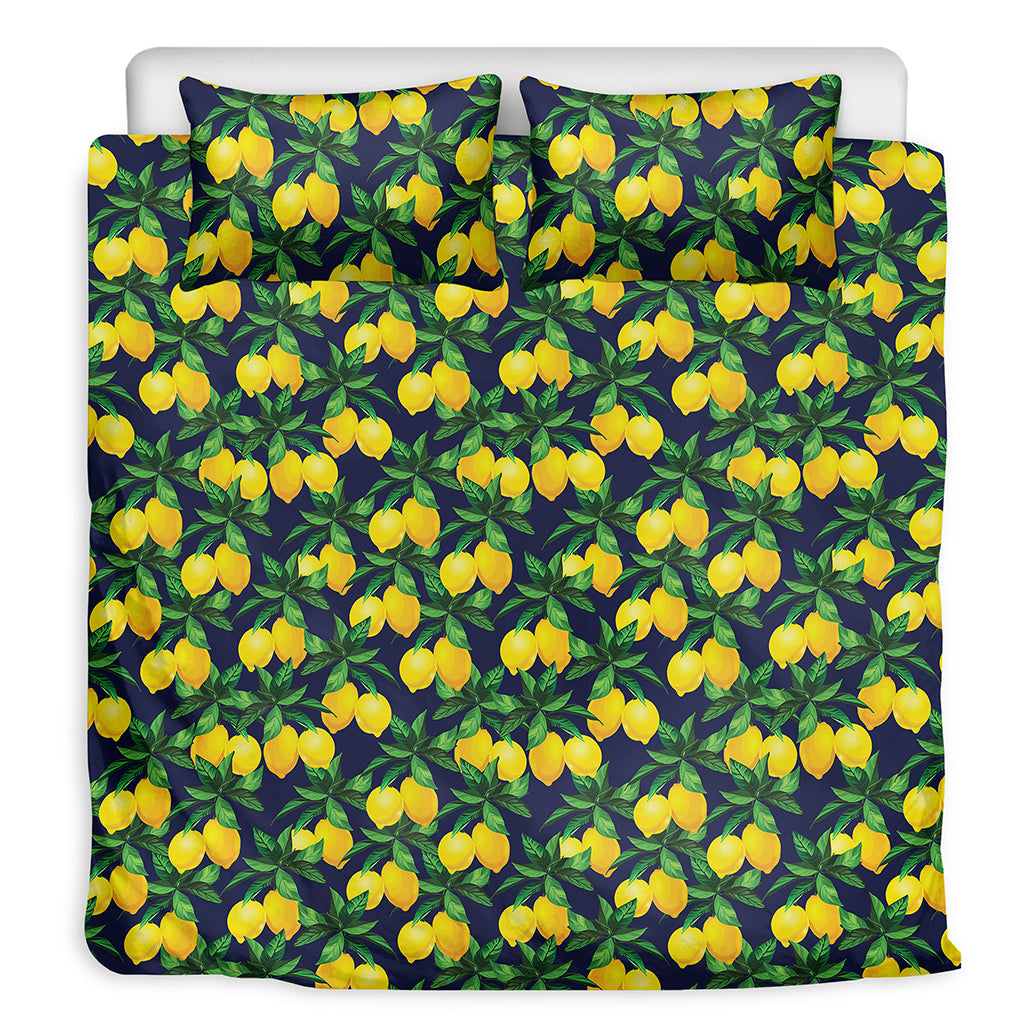 Tropical Lemon Pattern Print Duvet Cover Bedding Set