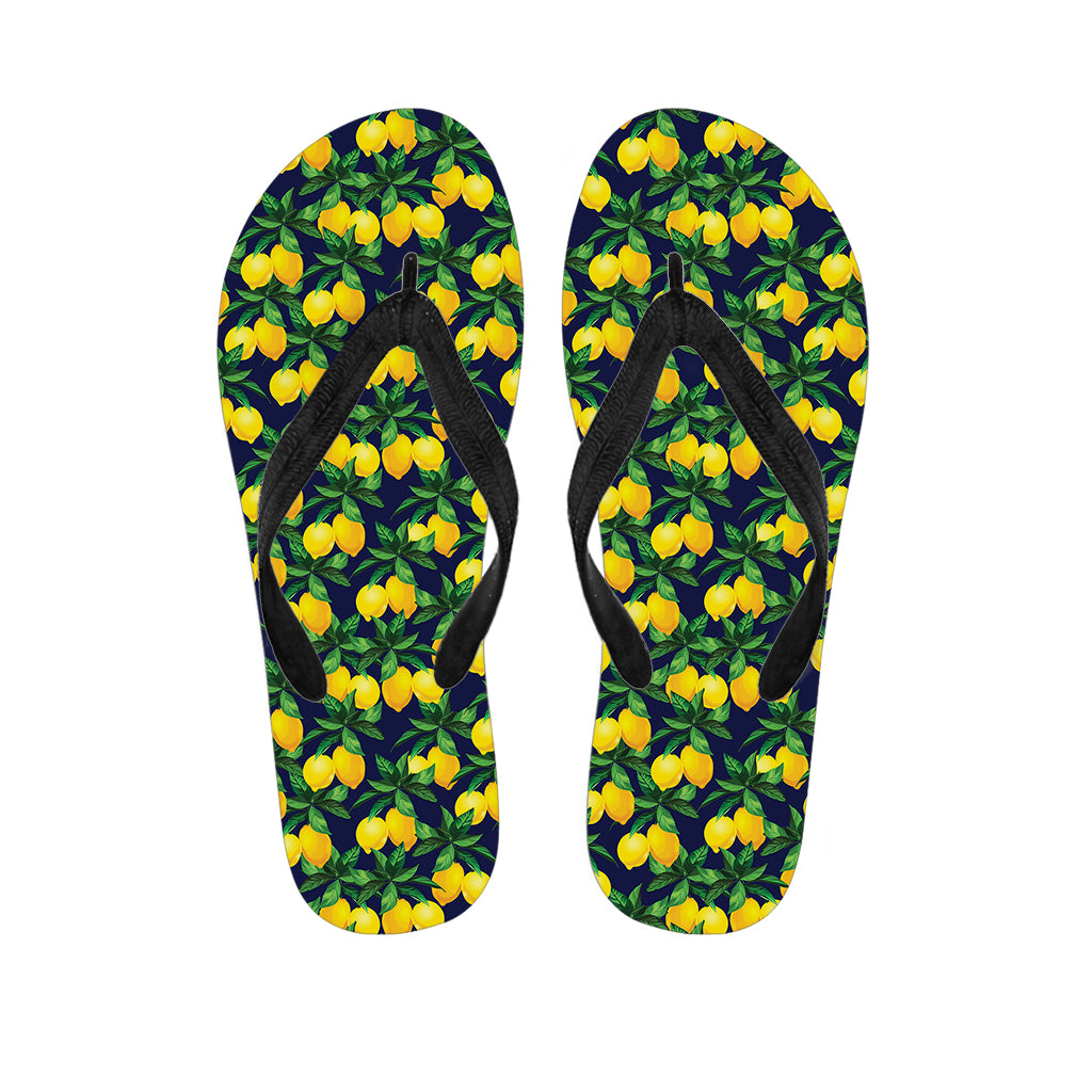 Tropical Lemon Pattern Print Flip Flops