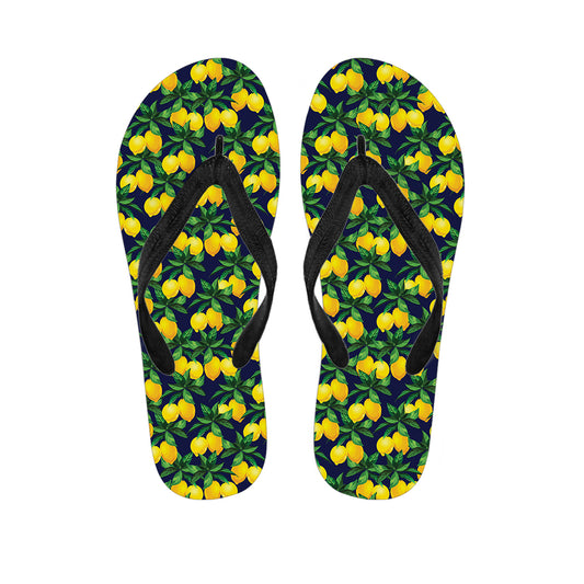 Tropical Lemon Pattern Print Flip Flops