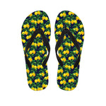 Tropical Lemon Pattern Print Flip Flops