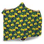 Tropical Lemon Pattern Print Hooded Blanket