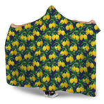Tropical Lemon Pattern Print Hooded Blanket