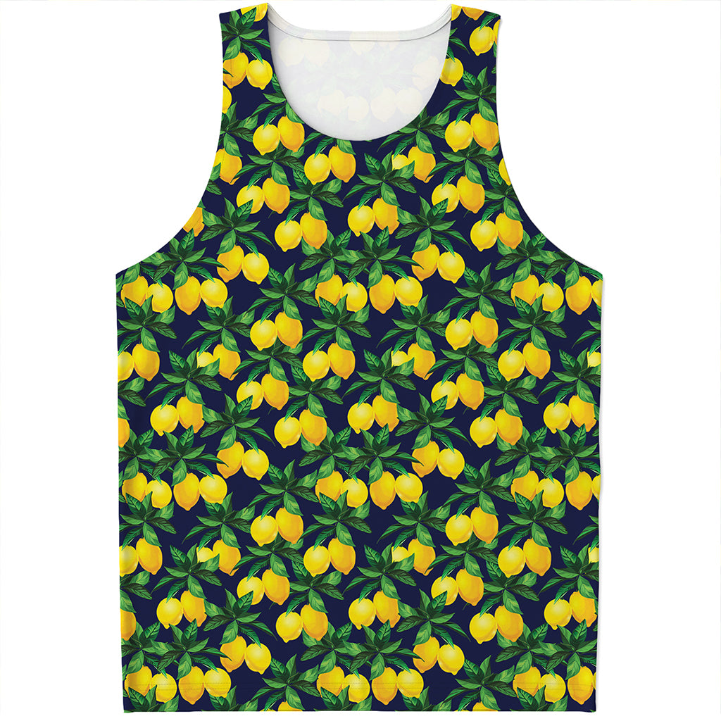 Tropical Lemon Pattern Print Men's Tank Top