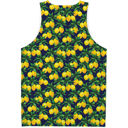 Tropical Lemon Pattern Print Men's Tank Top