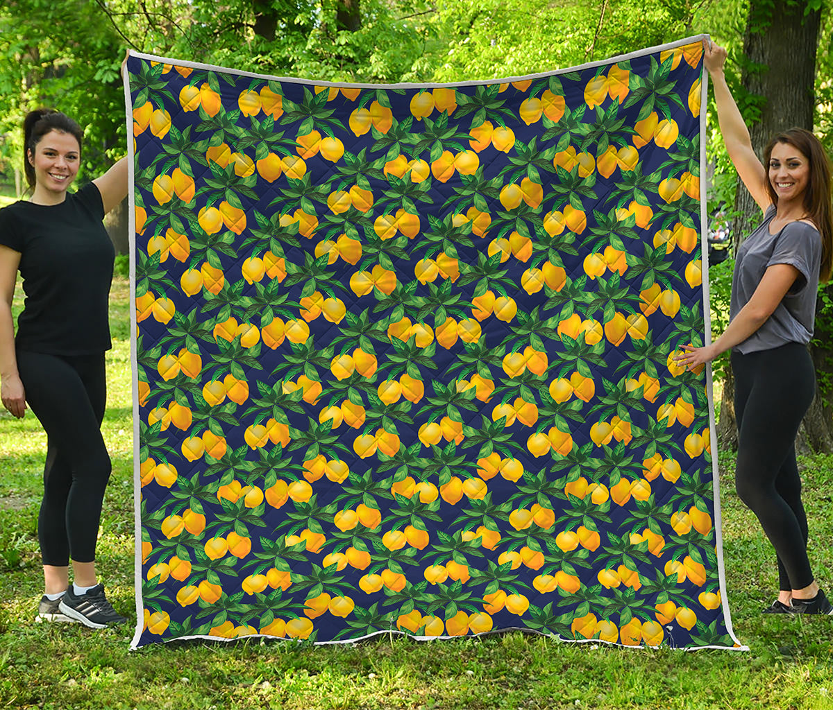 Tropical Lemon Pattern Print Quilt