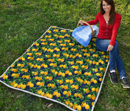 Tropical Lemon Pattern Print Quilt