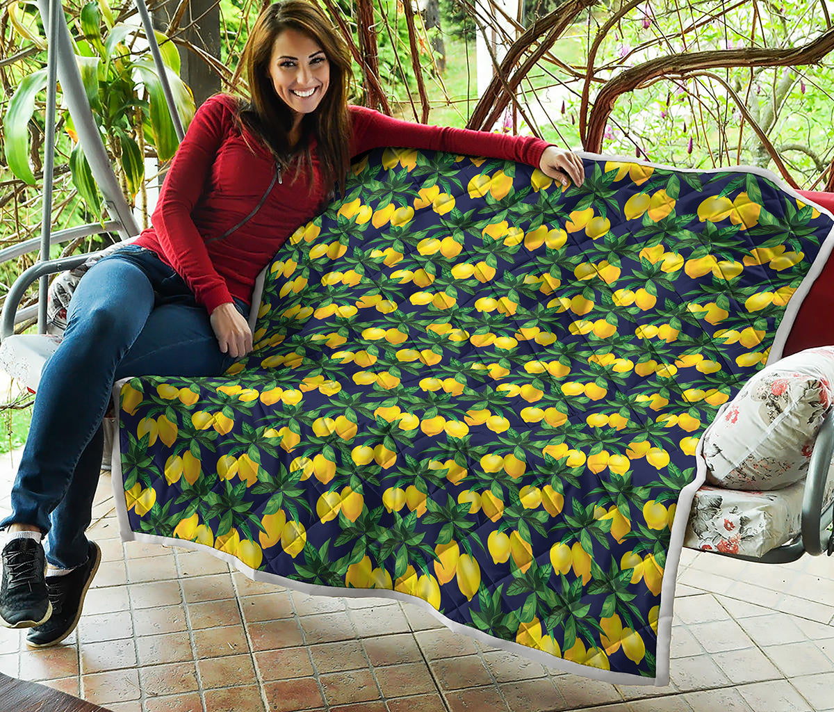 Tropical Lemon Pattern Print Quilt