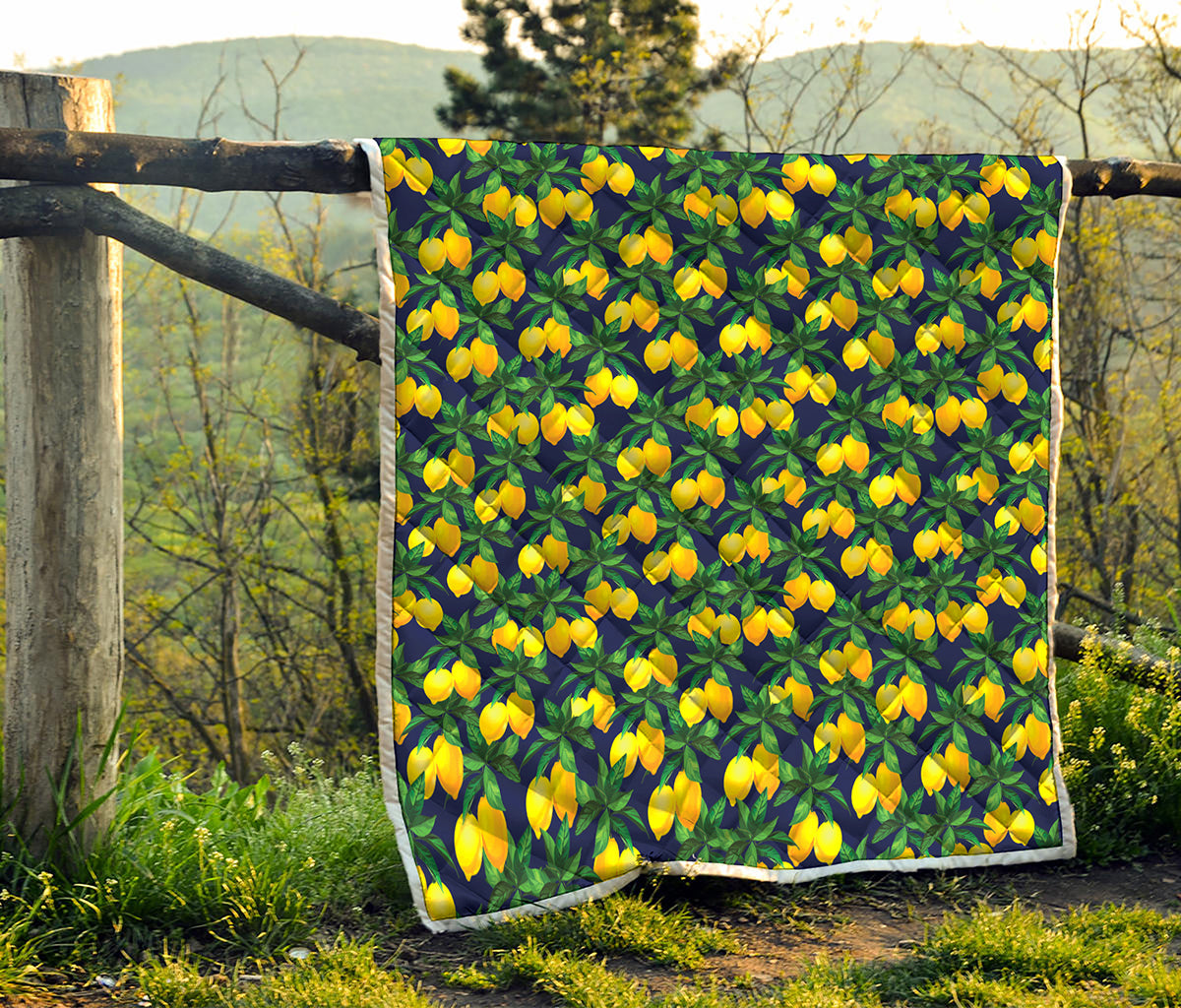 Tropical Lemon Pattern Print Quilt