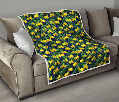 Tropical Lemon Pattern Print Quilt