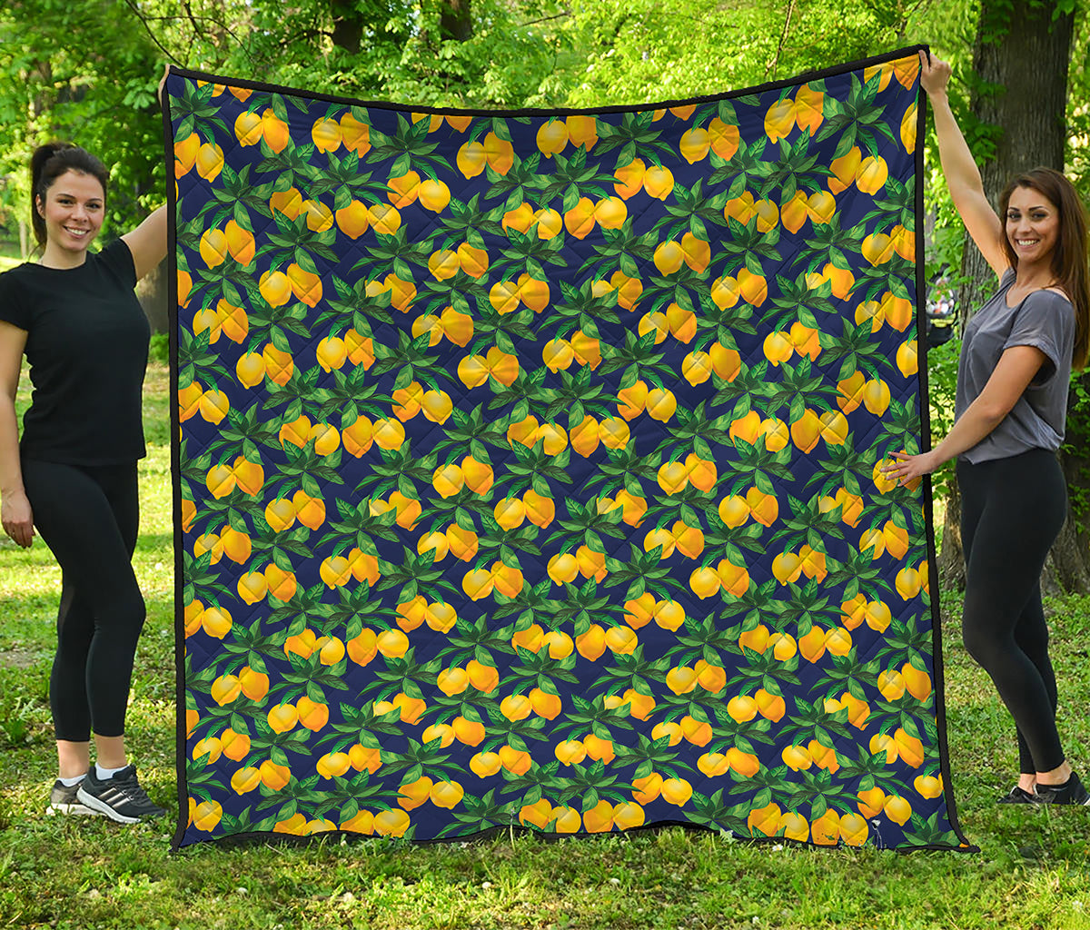 Tropical Lemon Pattern Print Quilt