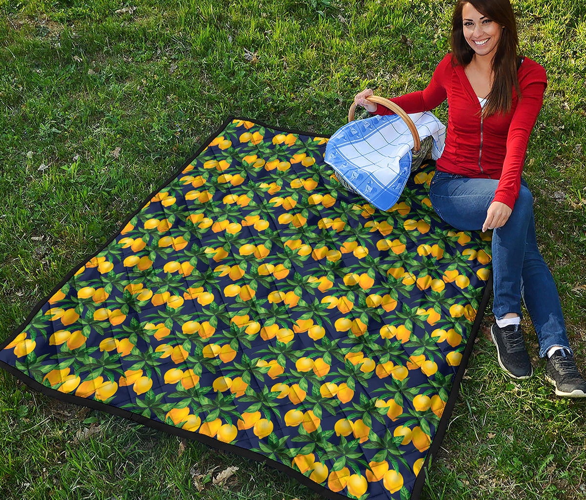 Tropical Lemon Pattern Print Quilt