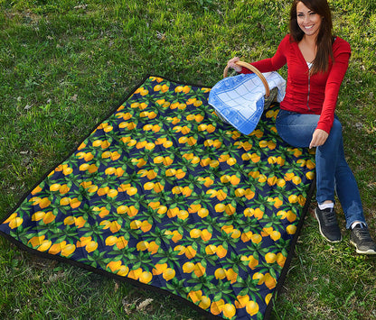 Tropical Lemon Pattern Print Quilt