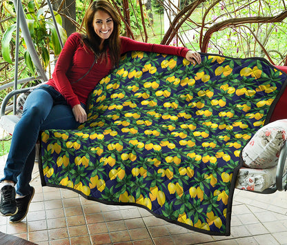 Tropical Lemon Pattern Print Quilt