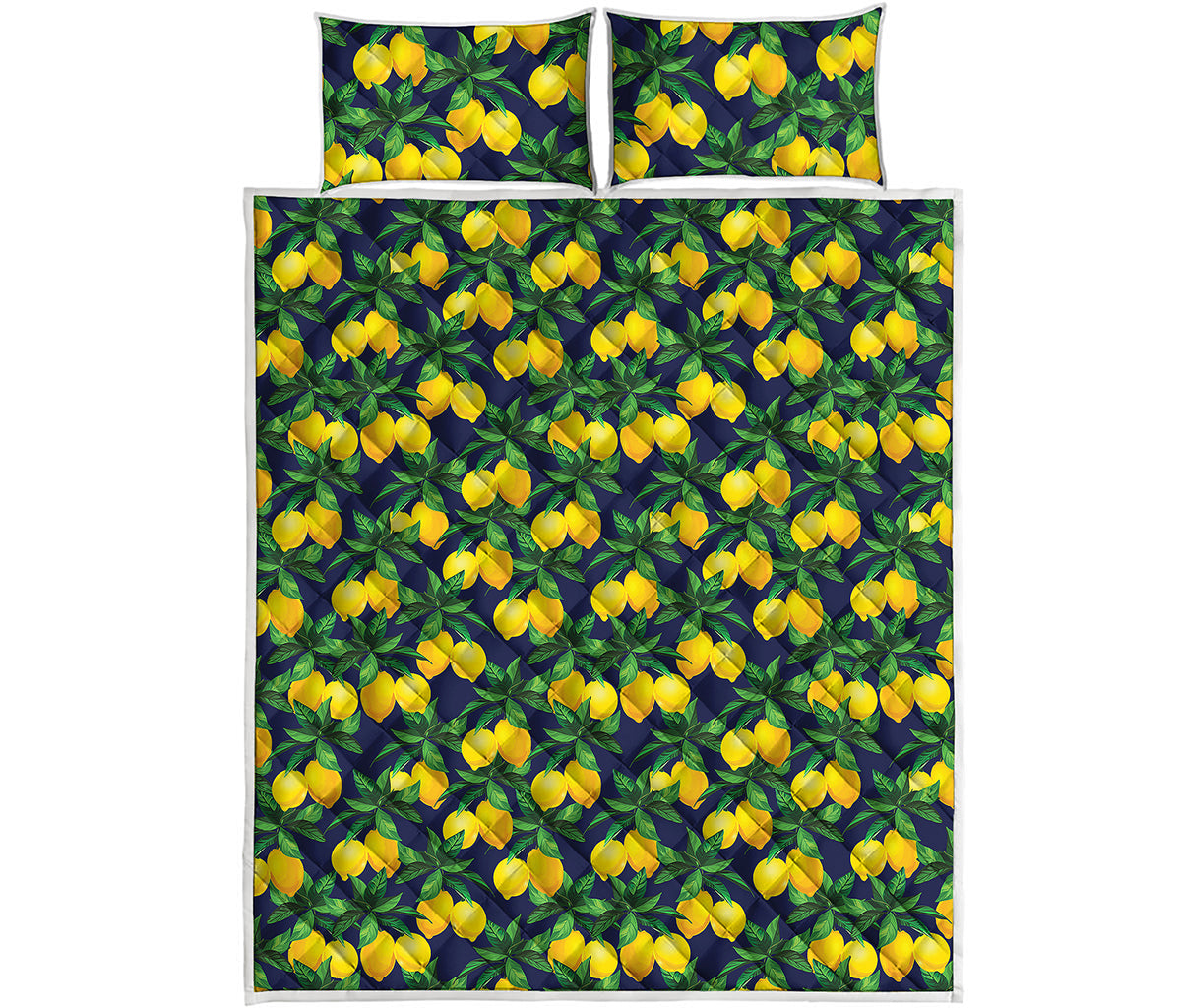 Tropical Lemon Pattern Print Quilt Bed Set