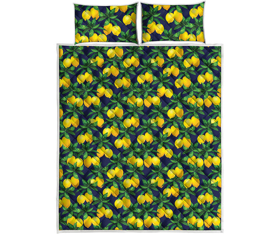 Tropical Lemon Pattern Print Quilt Bed Set