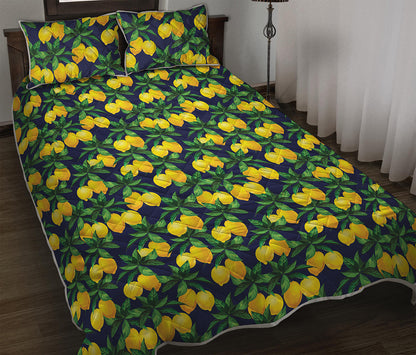 Tropical Lemon Pattern Print Quilt Bed Set