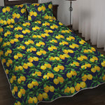 Tropical Lemon Pattern Print Quilt Bed Set