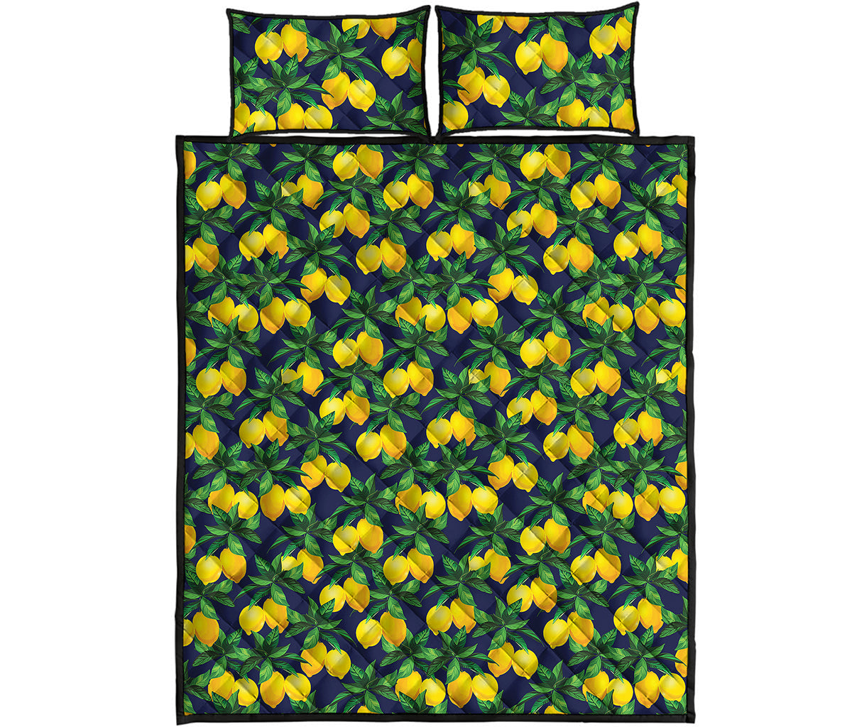 Tropical Lemon Pattern Print Quilt Bed Set
