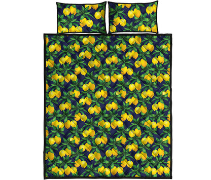 Tropical Lemon Pattern Print Quilt Bed Set