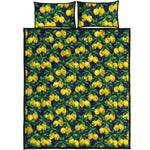 Tropical Lemon Pattern Print Quilt Bed Set