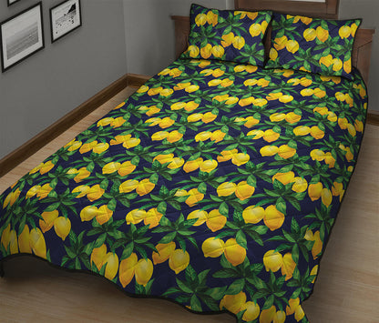 Tropical Lemon Pattern Print Quilt Bed Set