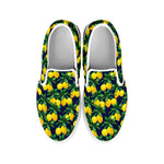 Tropical Lemon Pattern Print White Slip On Shoes
