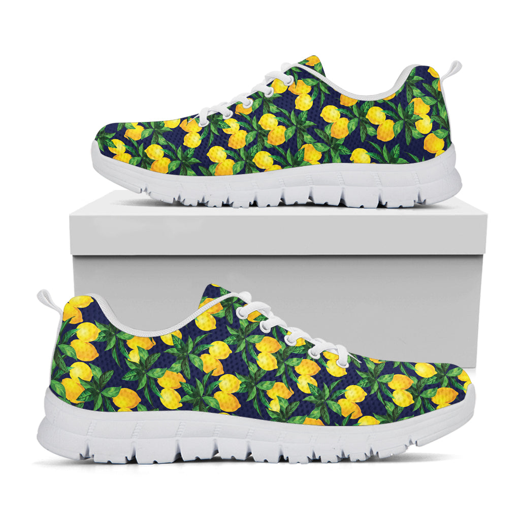 Tropical Lemon Pattern Print White Sneakers