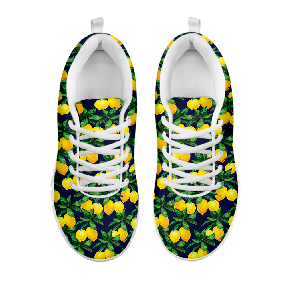 Tropical Lemon Pattern Print White Sneakers
