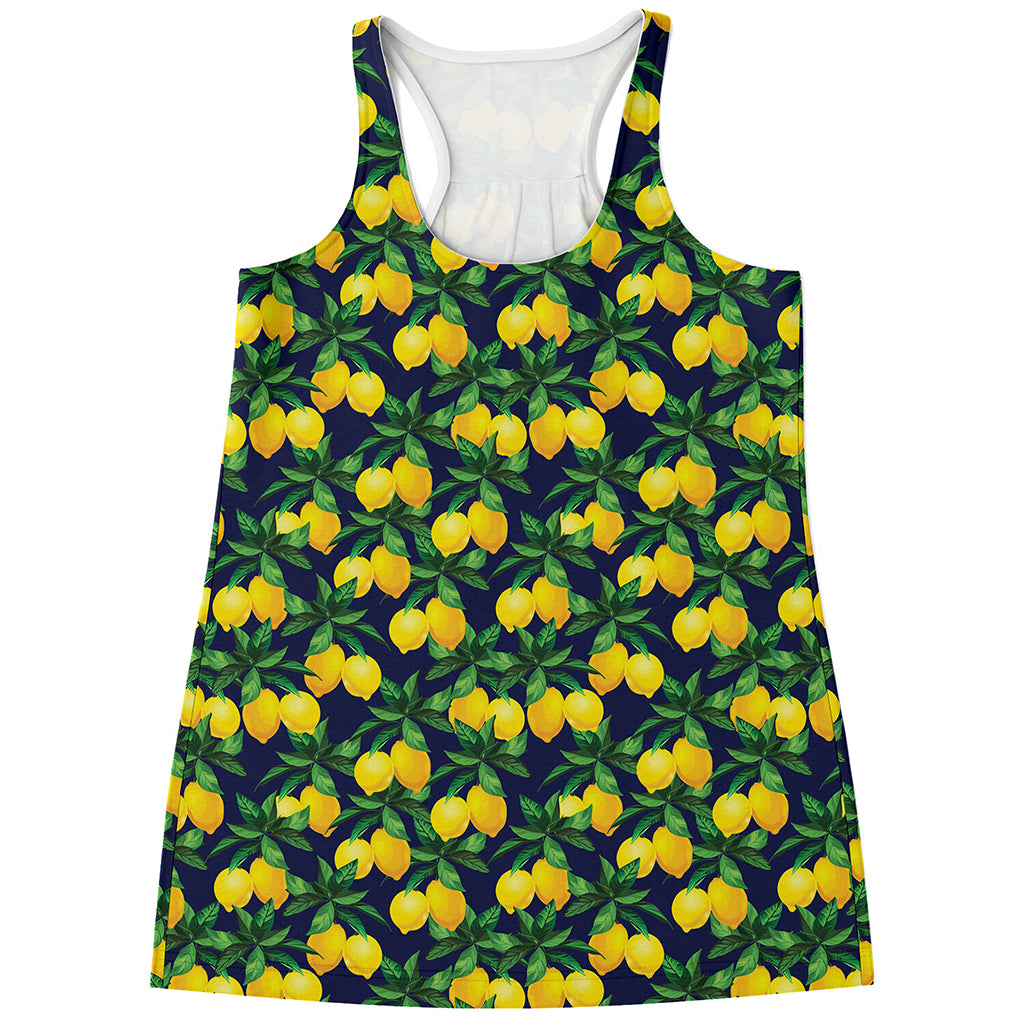 Tropical Lemon Pattern Print Women's Racerback Tank Top