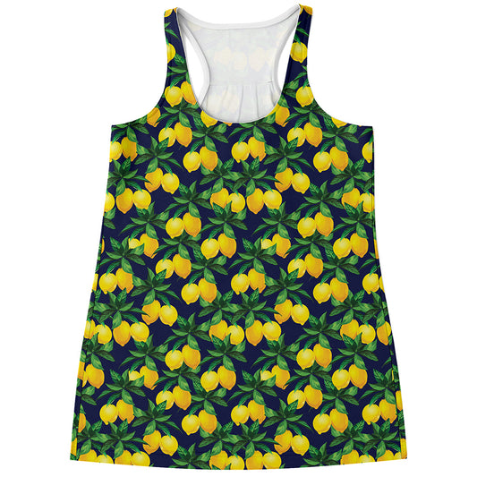 Tropical Lemon Pattern Print Women's Racerback Tank Top