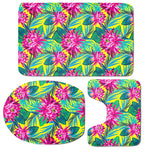Tropical Lotus Pattern Print 3 Piece Bath Mat Set