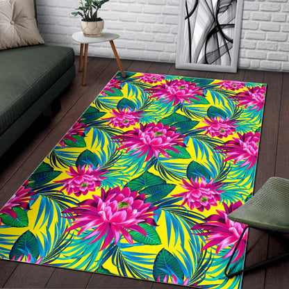 Tropical Lotus Pattern Print Area Rug GearFrost