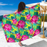 Tropical Lotus Pattern Print Beach Sarong Wrap