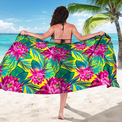 Tropical Lotus Pattern Print Beach Sarong Wrap