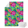Tropical Lotus Pattern Print Blanket