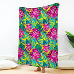 Tropical Lotus Pattern Print Blanket