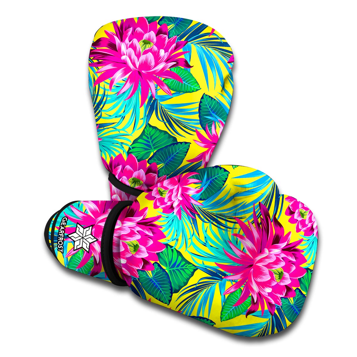 Tropical Lotus Pattern Print Boxing Gloves