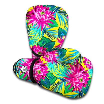 Tropical Lotus Pattern Print Boxing Gloves