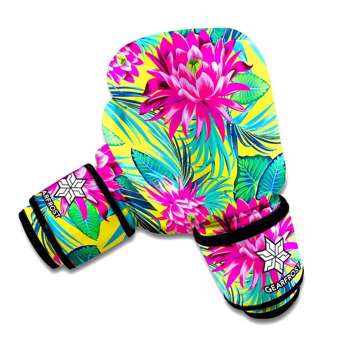Tropical Lotus Pattern Print Boxing Gloves