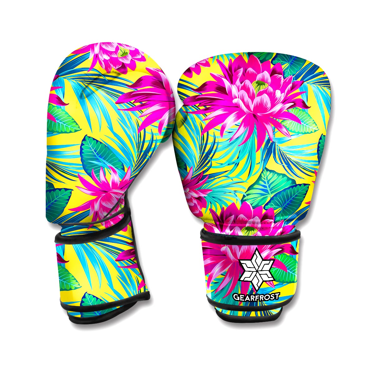 Tropical Lotus Pattern Print Boxing Gloves