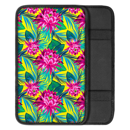 Tropical Lotus Pattern Print Car Center Console Cover