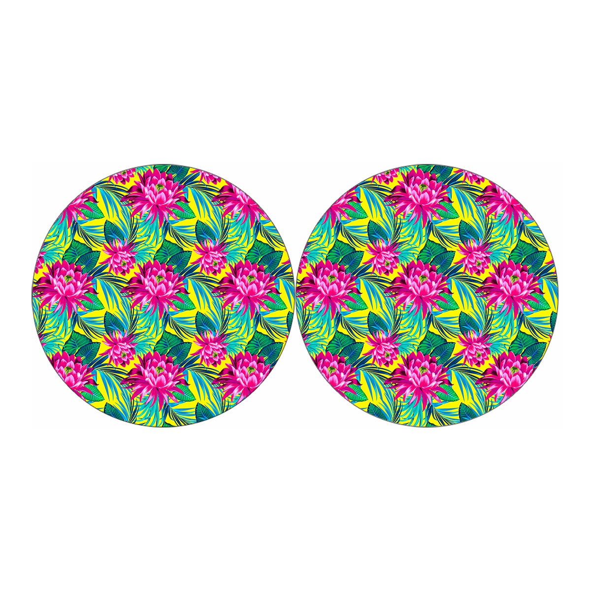 Tropical Lotus Pattern Print Car Coasters